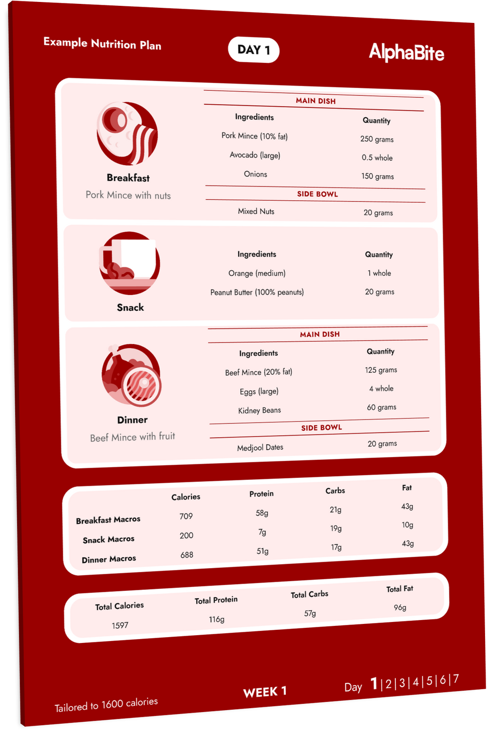 Example AlphaBite nutrition plan